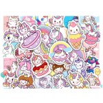 50/100pcs Cute Cartoon Unicorn Stickers for Laptop Luggage Phone Car Scooter Funny Vinyl Decal for Kids Girl Children Gift