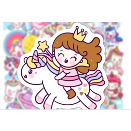 50/100pcs Cute Cartoon Unicorn Stickers for Laptop Luggage Phone Car Scooter Funny Vinyl Decal for Kids Girl Children Gift