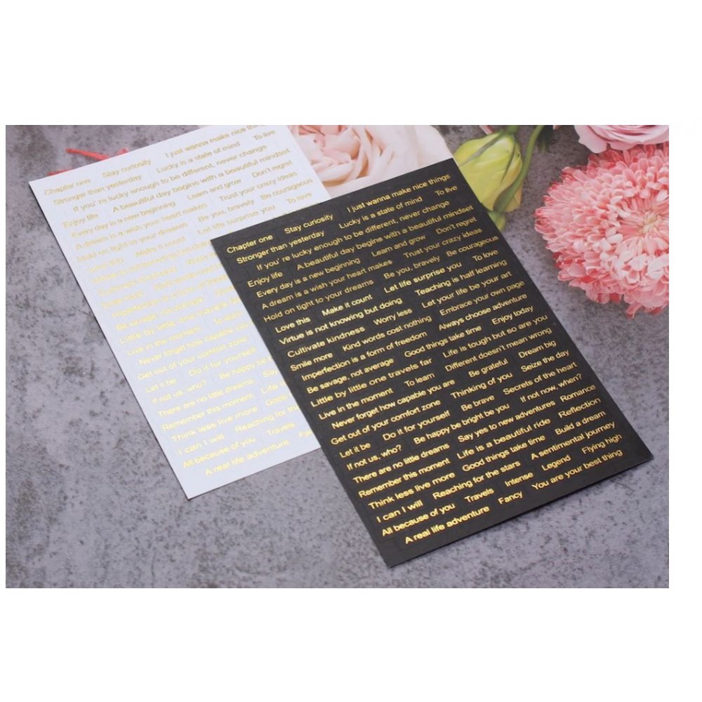 8pcs Foil Junk Journal Sentiment Stickers for Scrapbooking Album DIY Planner Projects Card Making Crafts