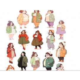 18pcs Cute Chubby Characters Stickers for Stationery Decoration Girl Stationery,Waterproof and Cute Journals and Notebooksks