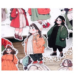 18pcs Cute Chubby Characters Stickers for Statione..