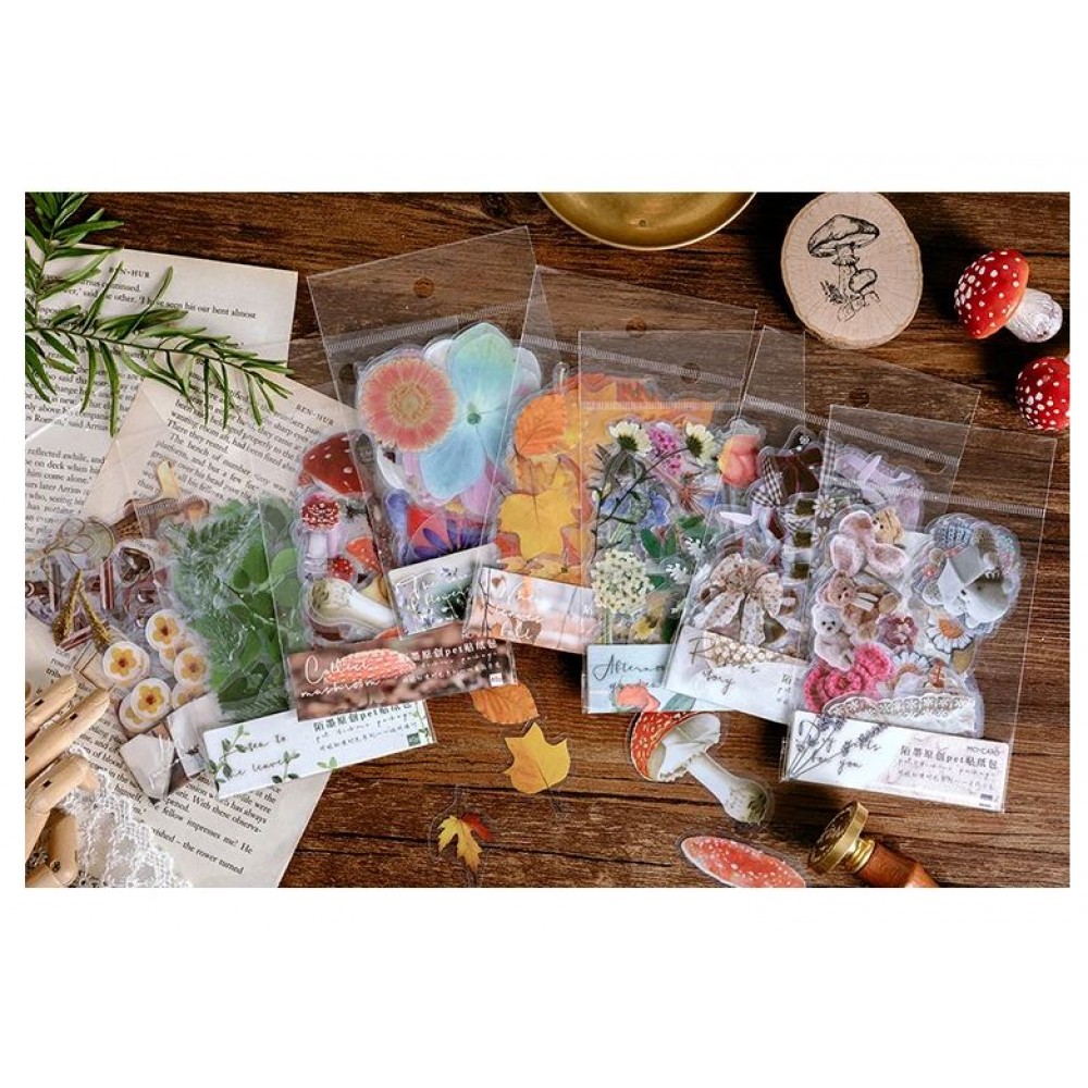 40pcs/bag Vintage Ginkgo leaves flowers PET sticker package DIY diary decoration sticker album scrapbooking