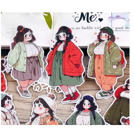 18pcs Cute Chubby Characters Stickers for Stationery Decoration Girl Stationery,Waterproof and Cute Journals and Notebooksks